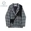 Automne coréen Vintage Plaid Blazers femmes décontracté surdimensionné femme costume vestes Streetwear dames vêtements d'extérieur mode vêtements 210417