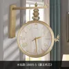 壁掛け時計モダンなシンプルゴールドクロック高級二重サイドリビングルーム北欧中国のクォーツ腕時計創造的なミュートホーム装飾AB50ZB