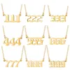 Number Pendant Necklace For Women, Gold Plated Dainty 111 222 333 444 555 666 777 888 999 Pendants Choker Chain Numerology Jewelry