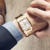 Zegarek 2022 Wood Design Square Watch for Men Top Business Quartz Waterproof Automatic Tydzień Montre Femme