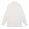 [EAM] Mujeres Balck Tamaño grande Blusa de punto Solapa Puff Manga suelta Camisa de ajuste Moda Primavera Otoño 1DD6917 210512