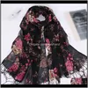 Chapéus de Brim Ponachos Chapéus Chapéus, Luvas Moda AessóriosWomen Muçulmana Longo Envoltório Longo Tassel Shawl Flor Lace Lenço Lenço Scarves Mais Fronty Hat1 Dro