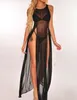 Women's Bikini Swimsuit Cover up Sundress Beach Wear Mesh Sheer Long Dress Summer Bathing Suit Holiday Sarong Pareo T200517