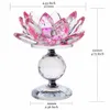New Arrivals Crystal Lotus Flower Home Office Decor 4.7" Height Candle Holder Glass Lotus Metal Candlesticks Fengshui Ornaments