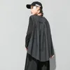 [Eam] Loose Fit Black Back Long Oversized Sweatshirt Round Neck Långärmad Kvinnor Stor Storlek Mode Vår Höst 1d687 21512