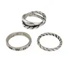 3pcs mode ring set geometriska twist minimalistiska smycken metall cirkulära gyllene ringar för kvinnor street dance accessiory