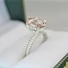 خواتم الزفاف حجم ضخم 6-10 مجوهرات 2 حلقة هدايا Morganite مجموعة PC باند المشاركة