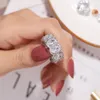 Handmade Band Rings finger 925 Sterling Silver Oval Simulated Diamond Wedding Engagement Cocktail Women Gemstone Ring Jewelry