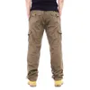 Militär lastbyxor Män Casual Bomull Multi Fickor Loose Baggy Tactical Pants Streetwear Army Straight Slacks Long Trousers H1223