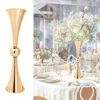 Wedding Decoration 60cm Gold Table Centerpiece Horn-shaped Metal Vases Wedding Centerpieces for Wedding Favors Supplies senyu573