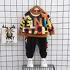 Çocuk Sonbahar Takım Elbise Uzun Kollu Moda Giysileri 1-4 Yaşında Bebek Erkek Batı Tarzı Sweatershirt + Pantolon Set Çocuk Kıyafetler 211025