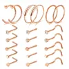 21pcs in acciaio inox anelli naso anelli del cerchio osso a forma di vite a forma di borchie piercing gioielli set per le donne uomini ragazze