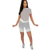 Mulheres Jogger Ternos Summer Gradient Tracksuits Manga Curta T Camisas + Shorts 2 Pcs Set Plus Size S-2XL Roupas Casuais Letras Sportswear Running Roupas 4926