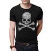 Skull Drilling T-Shirt Men's Black White Cotton Short Tshirt High Quality Top Tees Shirt Male Shining lights 210716