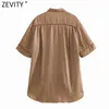 Femmes Vintage Géométrique Imprimé Casual Lâche Smock Blouse Femme Manches Courtes Kimono Chemises Chic Blusas Tops LS7677 210416