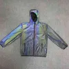 Glow Rainbow Réfléchissant Noctilucent Veste À Capuche Hommes Hip Hop Fluorescent Hommes Vestes et Manteaux Jaqueta Masculino 210522