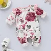 Ins schattige baby kids kleding rompertjes lange mouw romper bloem print bodysuit een stuk klim kleding M3765