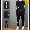 Siłownia Odzież męska Sweter Zestaw Spring and Autumn Winter Trend Loose Długi Rękaw Koszulka Rozrywka Sporty 3-częściowe Joggers