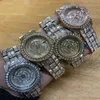 Novo moda moderna o ouro banhado a Hip Hop Iced Out Rhinestone Mens Watch Square Diamond Quartz Mens Wrist Watches Nice Gift3797112