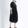 [Eam] Kvinnor Vit Kort Temperament Klänning Rund Neck Half Lantern Sleeve Loose Fit Fashion Spring Summer 1T654 21512