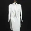 Mannen pakken 4 stuk (jas + broek t + strikje + riem) Tailcoat Suits Heren Blazers Slanke Fit Bruidegom Bruiloft Prom Tuxedo Man Suit X0909