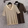 chic Summer basic thin Oversized sweater women top plus size loose casual Stripe kint female sweates pullover jumper 3XL 210604