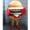 Hamburguer Hamburger Mascote Traje de Alta Qualidade Anime Tema Caráter Adultos Tamanho Natal Carnaval Festival Fancy Dress