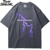 Män Hip Hop T Shirt Lightning Skull Moon Streetwear T-shirt Oversize Hiphop Loose Tshirts Sommar Kortärmad Tees Bomull 210726