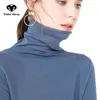 Pull en cachemire de mouton sur mesure pour femmes, pull en laine à col roulé à manches longues, pull d'hiver dames bas tricotés 210805