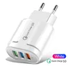 Cell Phone Chargers 3 USB Ports Quick Charge QC3.0 5V2A Portable Travel Chargers Power Adapter EU US Plug Macaron 6 Colors