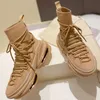 Kadınlar Dantel-up Çorap Ayakkabı Siyah Örgü Süet B-Bold Yüksek Üst Sneakers Erkekler Kış Kalın Tabanlı Moda Trend Vahşi Tasarımcı En Kaliteli Erkek ve Bayan Modelleri