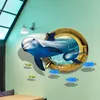 水中世界イルカウォールステッカーリビングルームの背景ステッカームロキ島の装飾Adesivo de Parede 3D 210420