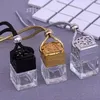 Square Shape Glass Car Perfume Bottles Pendant 6ML Perfumes Empty Hanging Cars Diffuser Bottle 4 Colors