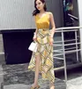 Holiday Wind Bohe Skirts Suit Women Summer Sexy Suspender Vest Top + Split Fork Printing Skirt Two-piece Sets A362 210428