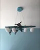 Retro järn flygplan ljuskrona lampor pojke amerikansk enkel personlighet kreativ barn rum sovrum