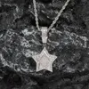 Pendant Necklaces Hip Hop Claw Setting 3A+ CZ Stone Bling Iced Out Double Layer Star Pendants For Men Rapper Jewelry Gift