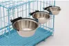 2021 new Pet Bowl Can Hang Stationary Dog Cage Bowls Stainless Steel Hanging Dish Durable Puppy Cat Feeder