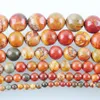 Wojiaer 4 6 8 10 12 14 mm en pierre naturelle ronde picasso jasper perles lâches 15,5 pouces bracelets bijoux fabrication by924
