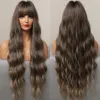 Synthetic Wigs ALAN EATON Long Wave With Bangs Omber Ash Brown Blonde For Women Cosplay Party Daily Heat Resistant Fiber4880927