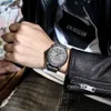 メンズウォッチ、カレンウォッチクォーツアナログカレンダー、男性用腕時計、ファッション防水レザーバンド - グレイx0524