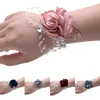 Dekorative Blumen Kränze Brautjungfer Handgelenk Corsage Künstliche Braut Schwestern Hand Rose Perlenarmband Bridel Geschenke für Hochzeit Party Dekor