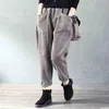 Autumn New Arts Style Women Elastic Waist Loose Pants All-matched Casual Corduroy Vintage Harem Pants Plus Size Trousers D503 Q0801