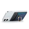 Universal Mobile Phone Serpentine ID Card Pocket Adhesive Sticker Ring Stand Faux Leather Wallet Credit Back Bag