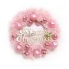 クリスマスボールリース30cmクリスマスデコレーションピンクの花輪ショッピングモールホテル窓飾り花輪H1020