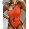 Silver Snake print piece swimsuit female String monokini Sexy one shoulder swimwear women Hollow out bathing suit 210414