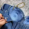 Sexy Denim Tank Tops For Women Square Collar Sleeveless Patchwork Chain Slim Short Vest Female Fashion Summer 210524