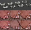 8 sztuk Eleganckie Kobiety 925 Sterling Silver Toe Ring Foot Regulowany Plaża Biżuteria Moda Pokaż Retro Styl Body Jewellry