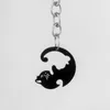 Hot New mignon Animal noir blanc chat Couple porte-clés pendentifs porte-clés Pulsera pour femmes hommes tour de cou saint valentin cadeau porte-clés