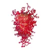 手書きのガラスシャンデリアランプ琥珀色のバブルと赤いねじれのペンダントランプLEDの球根が付いている48インチのアート装飾的な照明