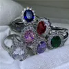Fashion Princess stud ear ring e Ring Set 925 sterling Silver 5A cz Birthstone Fidanzamento fedi nuziali Anelli per gioielli da donna